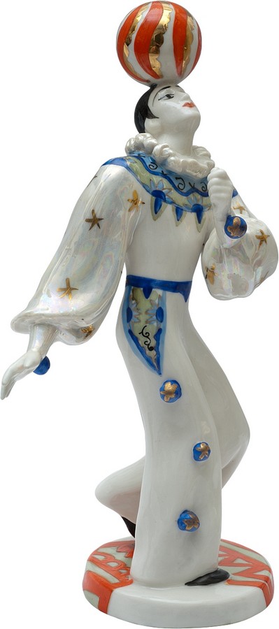 Антикварная фарфоровая фигурка Клоун Анибаров с шаром